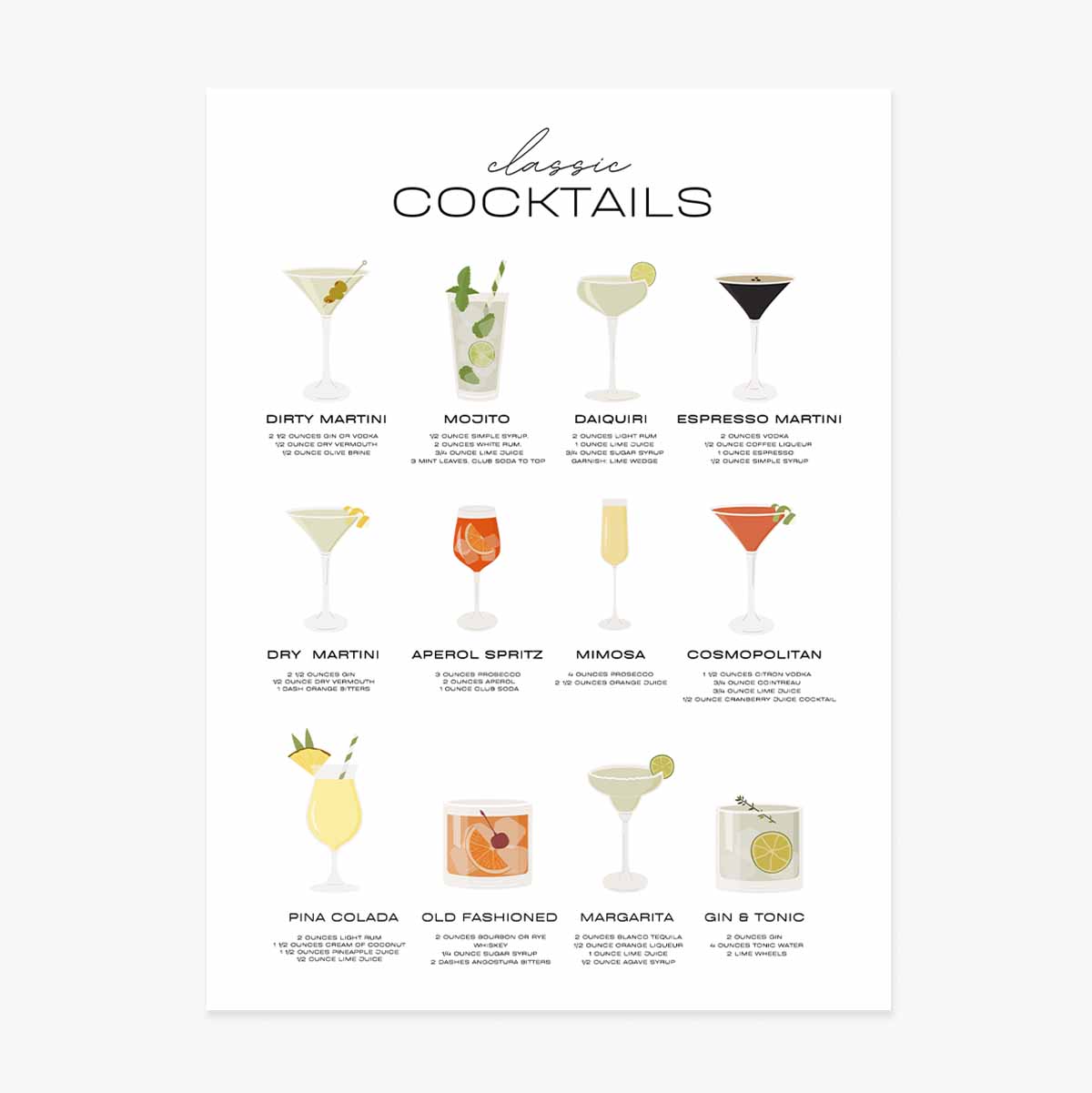Poster met cocktailmenu