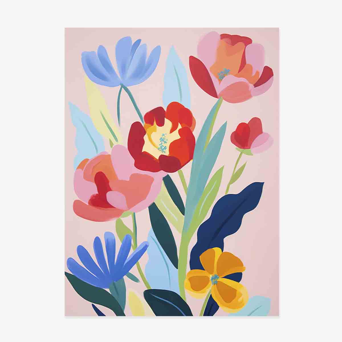 Poster met illustratie van kleurrijke bloemen, getekend 2