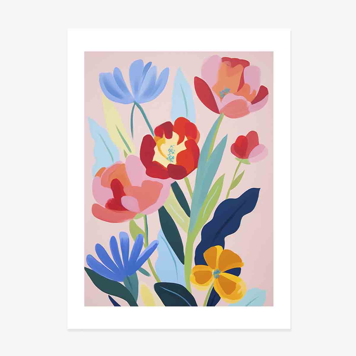 Poster met illustratie van kleurrijke bloemen, getekend 2