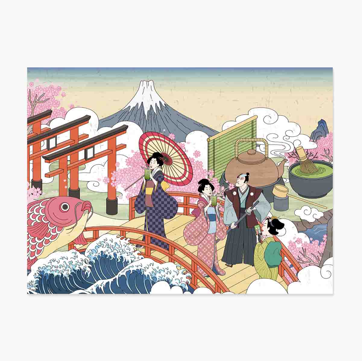 Poster met Japanse retro-illustratie