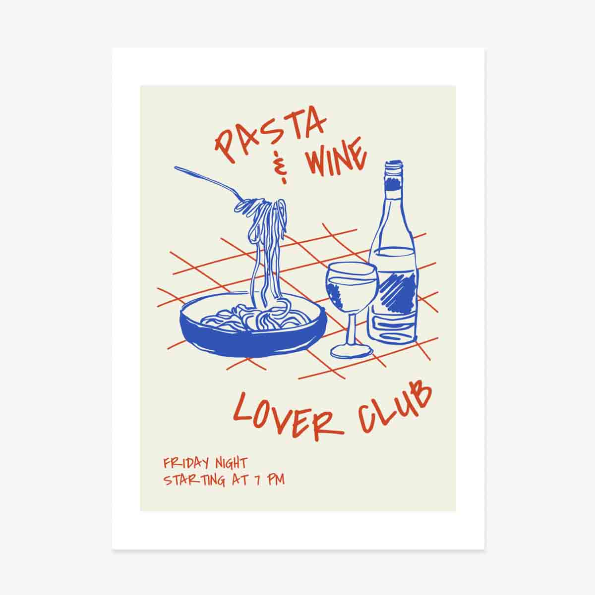 Poster Pasta & Wijn