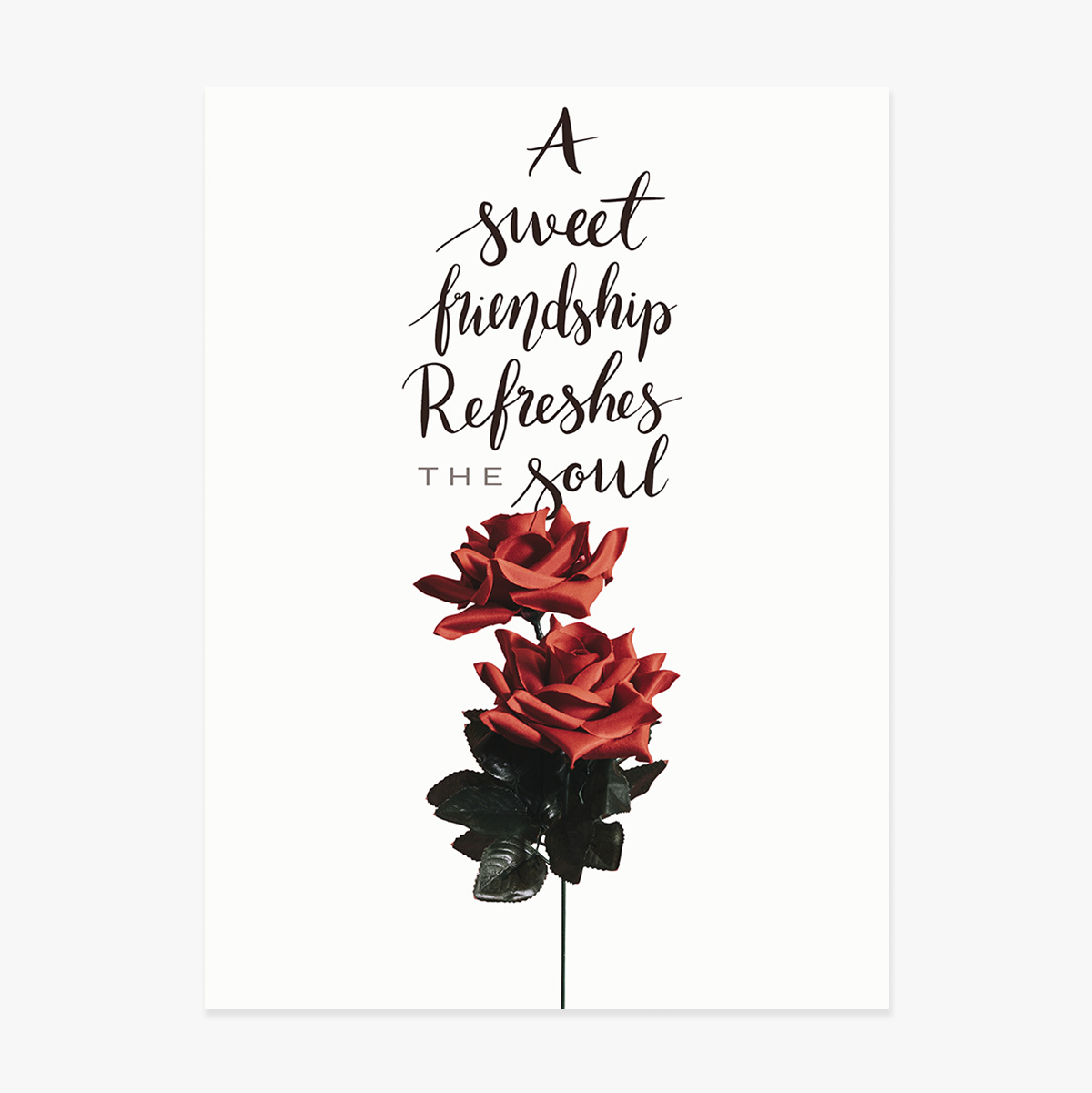Poster ‘Vriendschap’ met rozen
