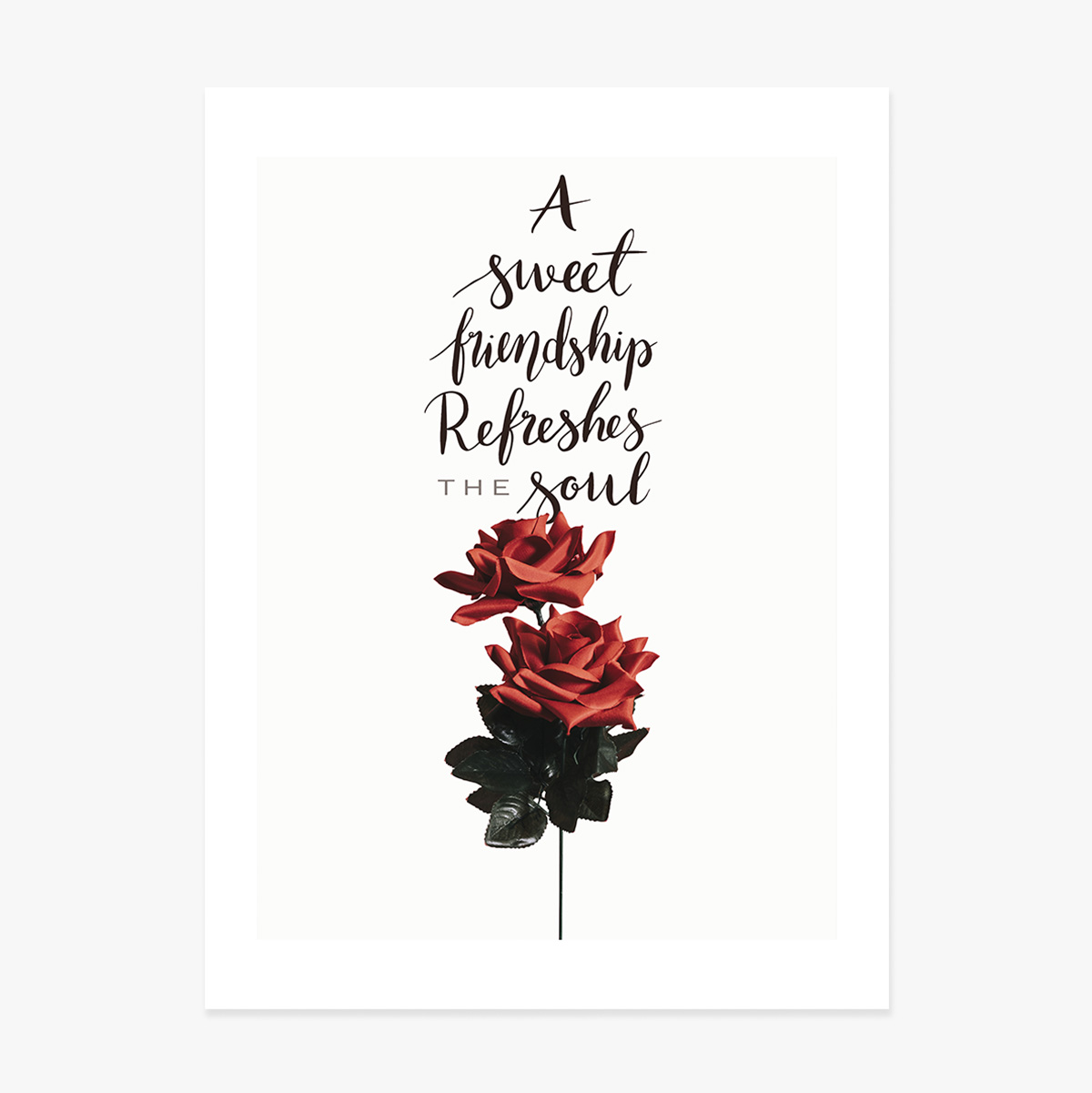Poster ‘Vriendschap’ met rozen